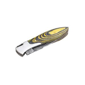 Cuchillo de Bolsillo Jexmoo Hecho a Mano con Acero de Damasco y Funda de Cuero, Ideal para Regalo de Aniversario o para Padrinos de Boda - Product Image 2