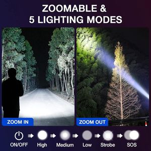 RECHOO Paquete de 4 Linternas Tácticas LED con Zoom, Alto Lumen, 5 Modos, Impermeables, Linterna de Bolsillo de Emergencia - Product Image 2