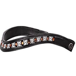 Bandeau à sourcils en cuir marron en forme de vagues, personnalisé, de haute qualité, avec hotfix en or décoratif et bouton à pression pour boucles, pour cheval - Product Image 3