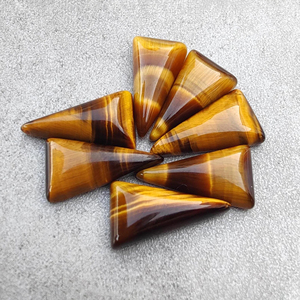 Cabochon en œil de tigre naturel, forme triangulaire, dos plat, pierre précieuse calibrée pour la fabrication de bijoux - Product Image 5
