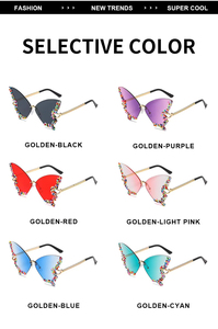 Lunettes de soleil papillon de luxe uniques en gros pour femmes et hommes, sans monture, en métal, couleur bonbon, populaires, tendance, style punk - Product Image 6