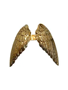 Décoration Murale Ailes d'Ange en Métal Doré en Gros, Sculpture de Plumes de Luxe, Ornement Suspendu, Art Sacré pour la Maison, Salon, Décoration Intérieure - Product Image 1