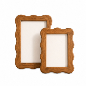 Stylish Wood <b>Picture</b> <b>Frame</b> Wavy Edge Squiggle Photo <b>Frame</b> <b>Vintage</b> Cottagecore Style Home Living Room Tabletop Decor <b>Frame</b> - Product Image 1