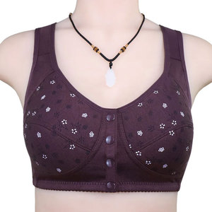Women Floral Print Sports Bra Scoop Neck Button Front Medium Support Yoga Breathable Spandex Cotton Non-Adjusted Straps Women Br - Product Image 1