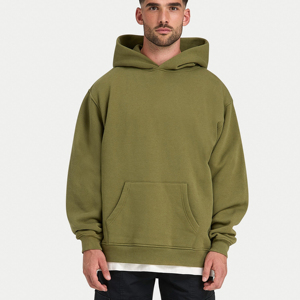 Sweat-shirt à capuche oversize en coton, style décontracté automne, brodé, avec poche kangourou et motif gaufré en relief uni - Product Image 1