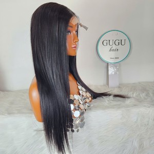 Cheveux humains vierges vietnamiens lisses sans colle pour perruque Lace Front pour femmes, avec bonnet transparent petit format et cheveux pré-épilés - Product Image 3
