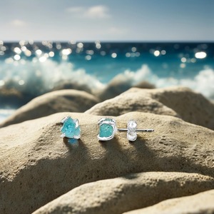 Handmade Classic <b>Silver</b>-Plated March Birthstone Earrings 5-7mm Genuine Apatite Gemstone <b>Stud</b> Jewelry Gold Plating Fashion - Product Image 6