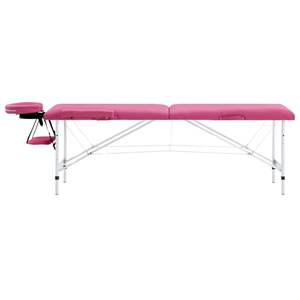 Table de massage pliable en aluminium rose à 2 zones et lit de massage - Product Image 2