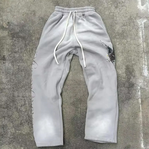 Survêtement d'été personnalisé pour homme, 100% coton, couleur gris, qualité supérieure, effet délavé, coupe ample. - Product Image 5
