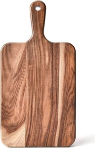 Planche à découper rectangulaire en bois de noyer Natura Design avec poignée, bloc de découpe de cuisine au design minimaliste, couteau à découper - Product Image 1