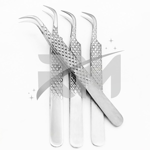 Pince à épiler RMI Diamond Grip Regulars, pointe incurvée à 90 degrés, en acier inoxydable argenté, antistatique, lisse, de précision, avec logo Leaser - Product Image 2