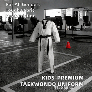 Modern Design Taekwondo Uniform with Black Red Collar for Stylish Performance - Product Image 3