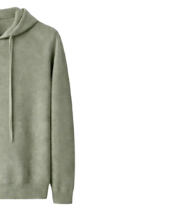 Sudadera con Capucha Personalizada para Hombre, Color Verde Salvia, de Algodón y Felpa, Manga Larga, Estilo Casual Urbano con Capucha con Cordón Ajustable - Product Image 2