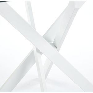 Modern White <b>Square</b> <b>Dining</b> <b>Table</b> with Cross Metal Leg Tempered <b>Glass</b> Space Saving for Kitchen & Living Room 9' - Product Image 5