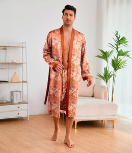 <b>Men's</b> Summer Breathable Knitted Polyester/Cotton Anti-Bacterial Quick Dry Eco-Friendly Long Sleeve Sleep <b>Top</b> Bathrobe <b>Pajamas</b> - Product Image 2
