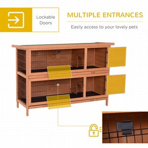 2 Story <b>Large</b> 54\" <b>Rabbit</b> Hutch Wooden Pet House with Lockable Doors No Leak Tray Waterproo for Small Animals Bunny <b>Cage</b> - Product Image 4
