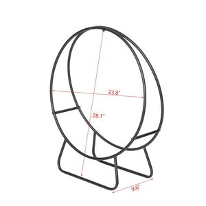 Porta Legna in Acciaio Nero da 24 Pollici per Interni/Esterni, Supporto Rotondo Tubolare in Metallo per Caminetto Esterno - Product Image 6