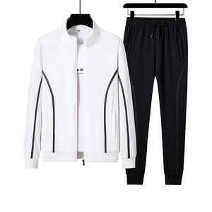 Ensemble de survêtement noir pour homme, décontracté, athlétique, avec veste et pantalon à col montant - Product Image 2