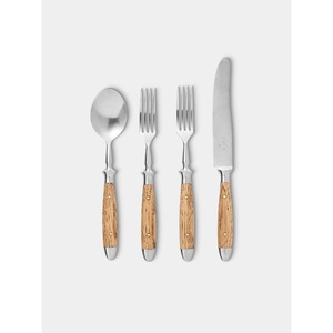 Finest Quality Stainless Steel Cutlery <b>Set</b> With Birch Wood Effect Handles Modern Design Tableware Cutlery <b>Flatware</b> <b>Set</b> On Sale - Product Image 5