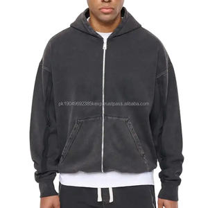 Sudaderas con Capucha Personalizadas con Cierre, 450 Gsm, Hombros Caídos, Estilo Holgado, Vintage, Desgastado, Lavado Ácido, para Hombre - Product Image 1