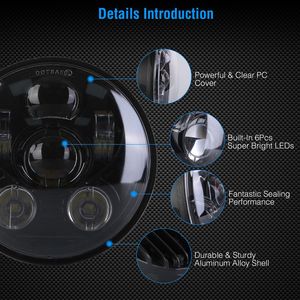 Faro LED Proiettore 5.75 Pollici per Harley Dyna Sportster Iron 883 Street Rod Street Bob Softail, Sistemi di Illuminazione per Moto - Product Image 5