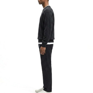 Men's Solid Black Knitted Pullover Sweater Full Sleeve Cotton Autumn Wear - Product Image 1