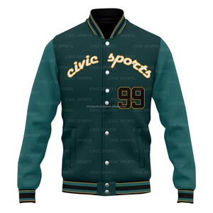 Chaqueta Varsity Personalizada para Hombre, Resistente al Viento, de Poliéster/Algodón Tejido de 80g, Cuello Henry, Cierre de Cremallera, Forro Polar, Opciones de Bordado - Product Image 5