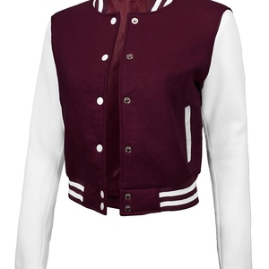 Chaqueta Varsity de Mujer, Informal, Holgada, con Estampado de Letras, de Alta Calidad, con Logotipo Personalizado al por Mayor, de Invierno, con Exterior de Cuero Genuino - Product Image 5