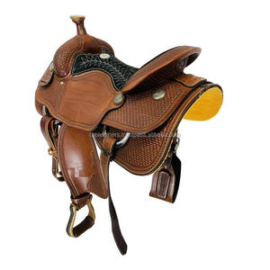 Selle de cheval Western en cuir véritable fabriquée à la main avec ensemble de punaises assorties pour le plaisir selle de course d'équitation pour le Sport - Product Image 5
