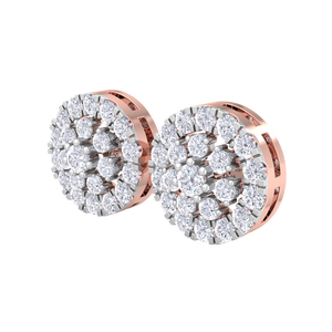 Pendientes de Diamantes Redondos con Halo Personalizados, Pendientes de Oro Rosa de Dos Tonos, Joyería de Diamantes Reales, Venta al por Mayor de Fábrica, Regalo - Product Image 3