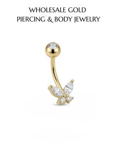 Anneau de nombril papillon doré en acier inoxydable avec diamant de laboratoire pour femme, bijou de fête - Product Image 3