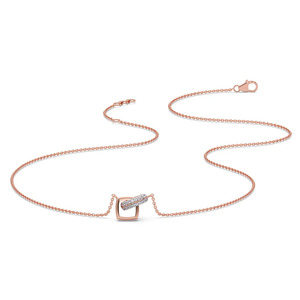 Collier en diamant à orbite inclinée avec cadre ouvert en or rose et design de bande scintillante angulaire - Product Image 2