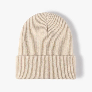 Gorro Unisex de Color Sólido, Gorro de Invierno Tejido, 100% Acrílico, Diseño con Puño, para Adultos, Circunferencia de Cabeza 56-58CM, Estilo Casual - Product Image 3