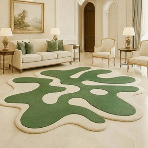 Modern abstract green irregular <b>Hand</b> <b>Tufted</b> <b>Rug</b> soft plush area carpet luxury designer floor mat contemporary living room decor - Product Image 1
