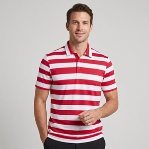 Custom Red <b>White</b> Striped Polo Shirts Men Casual Wear Polo T Shirt Men's Turn Down Collar Polo Shirt Mens Summer Street <b>Tee</b> - Product Image 1