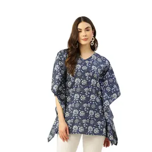 Top Kurta stampato kaftano stampato nuovo arrivo da donna in misto cotone stampato