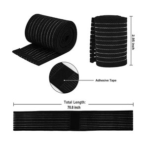 Manchon de genou rayé élastique pour homme, avec logo personnalisé imprimé, pour le fitness, motif noir et blanc - Product Image 3