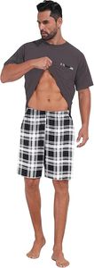 Conjunto de Pantalones Cortos a Cuadros Casuales de Verano para Hombre, Talla Grande, 100% Algodón, Tejido Transpirable de Secado Rápido, Conjunto de Dos Piezas - Product Image 4