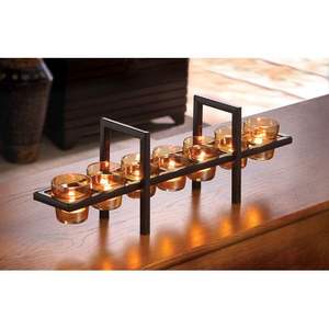 Portavelas de Metal Negro para 7 Velas de Té, Decoración para el Hogar, Adorno de Mesa y Decoración Festiva - Product Image 1
