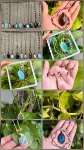 Conjunto de Collar con Colgante de Macramé de Aleación de Metales Preciosos Hecho a Mano, Joyería Minimalista con Cristales Curativos para Mujer, Venta al por Mayor para Bodas y Fiestas - Product Image 3