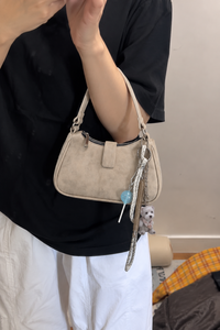 Bolso de Hombro para Mujer en Gamuza Sintética Beige Sólido con Cierre de Cremallera, Asa Única, Portátil, para Uso Diario y al Aire Libre - Product Image 3