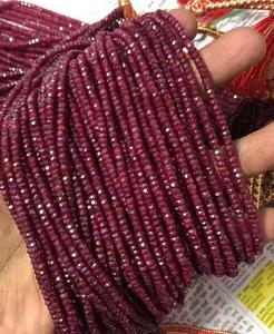 Cuentas de Rubí Rojo Natural Facetadas en Forma de Rondelle de 3mm 4mm 5mm, Hebras de Piedras Sueltas, Certificadas por Terceros, Joyería BU GEMS AB74 - Product Image 5