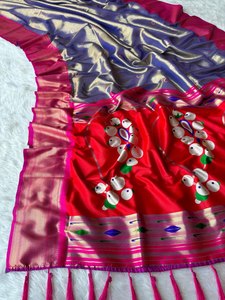 Ropa tradicional india para bodas y fiestas, tejido de trabajo Latkan impreso Digital de longitud larga, Paithani Saree para adultos especiales - Product Image 5