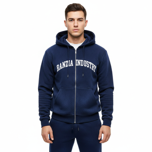 Sudadera con capucha pesada con cremallera para hombre RANZIA, diseño vintage con lavado ácido y pedrería DTG. Sudadera con capucha con cremallera para hombre RANZIA de alta gama con lavado ácido y efecto desgastado. - Product Image 1