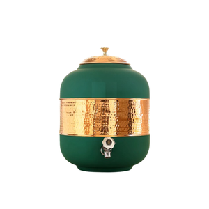 Modern Luxury Copper Water <b>Dispenser</b> with Tap Green and Gold Finish Round Vacuum Flask for Kitchen Use - Product Image 1