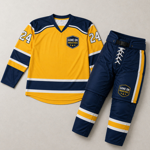 Sublimated Hockey Jersey with Protective Pants Breathable Quick Dry Athletic Sports Wear Custom OEM Ice Hockey Team Uniform - Product Image 1
