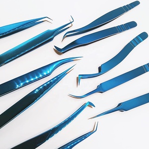 แหนบต่อขนตาปลายไฟเบอร์พลาสม่าสีฟ้ามีที่จับแข็งแรงทำจากสเตนเลสปรับแต่งโลโก้ได้ตามต้องการทุกมุม - Product Image 6