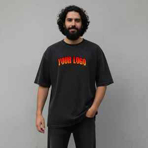 2026 New Fashionable Oversized Men's T-Shirts Custom DTF Printed Logo O-neck Short Sleeve 100% Cotton Plus Size Solid <b>Hip</b> Hop - Product Image 1