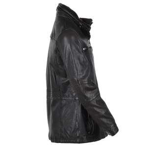Chaqueta de Cuero Genuino para Hombre con Cuello de Piel Sintética, Estilo Motociclista, Resistente al Viento, Ropa de Invierno, Corte Regular, Cierre de Cremallera - Product Image 5