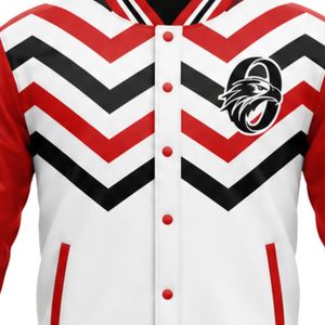 Chaqueta de Béisbol Roja y Blanca de Manga Larga con Cierre Completo, Uniforme de Equipo, Ropa Exterior Ligera y Cómoda para Deportes - Product Image 5